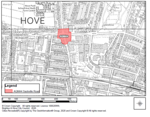 Map of Hove showing AQMA 4
