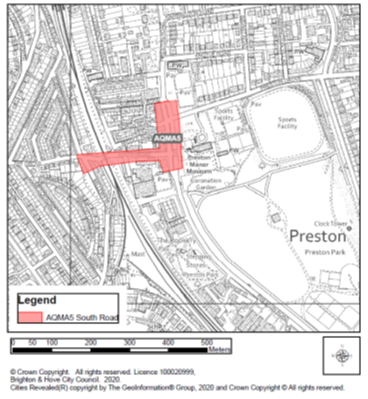 Map of Preston Park showing AQMA 5.