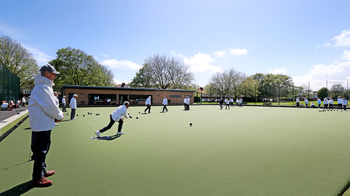 Members of Portslade Bowling Club playing on the new bowling green in Victoria Recreation Ground.
