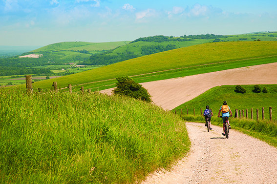 People cycling on South Downs