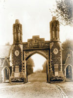 "An old sepia image of the original 1857 entrance gate to Woodvale cemetery.""