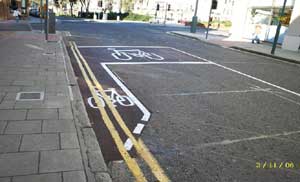 An example of the council's cycle advanced stop lines