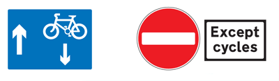 Cycle contraflow signs