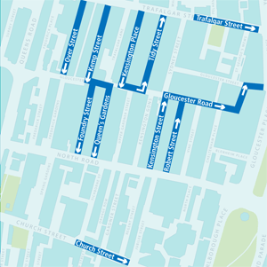 North Laine cycle contraflow map