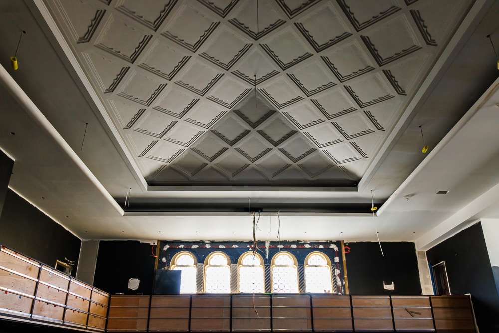 Picture of the renovated Studio Theatre ceiling. By Carlotta Luke