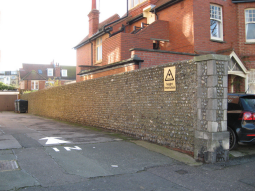 Picture of Hove Street, Flint wall between number 19 and Hove Manor flats, Hove