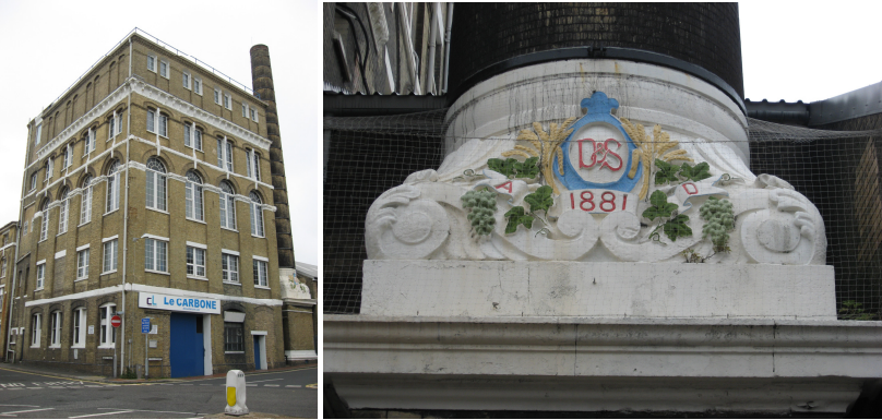 Image of The Old Brewery, South Street, Portslade and the decorative base of the chimney.