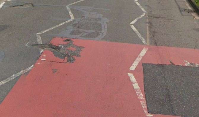 a picture of a damaged road