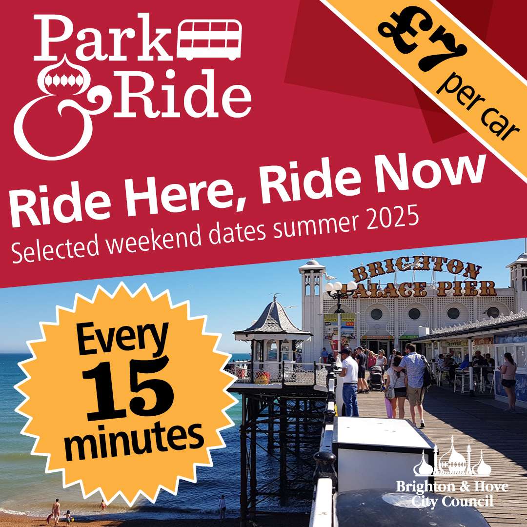A social media image of a pier with writing about a summer park and ride offer