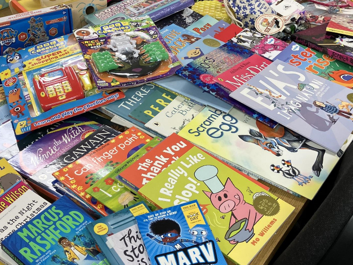 A picture of books laid out on a table