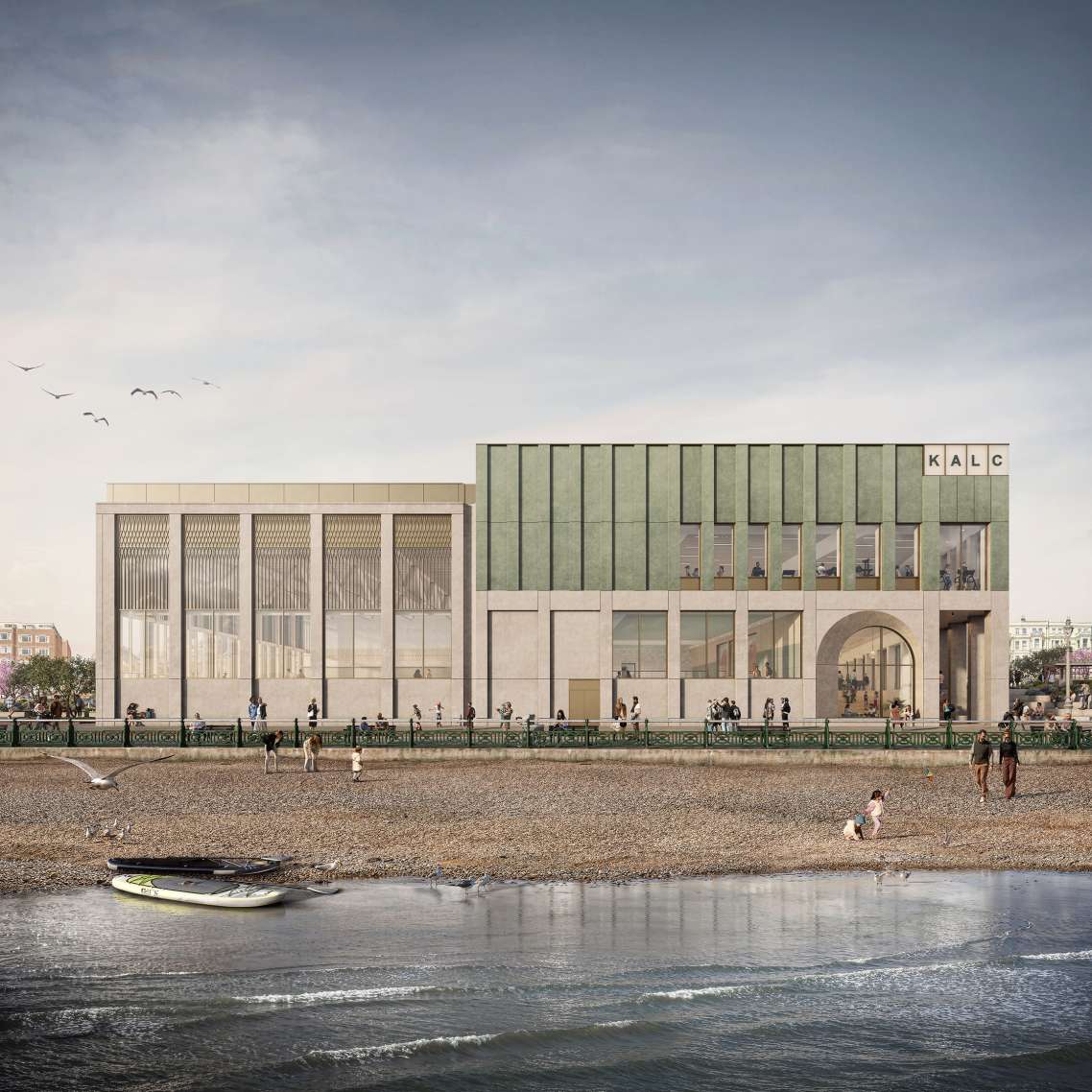 Artist's impression of the south elevation of the new leisure centre and the beach.