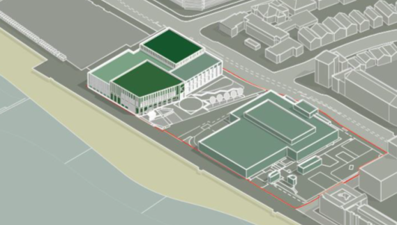 Graphic representation of the current and proposed King Alfred Leisure Centre