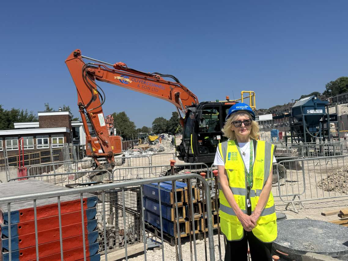 Councillor Gill Williams at the Moulsecoomb construction site.