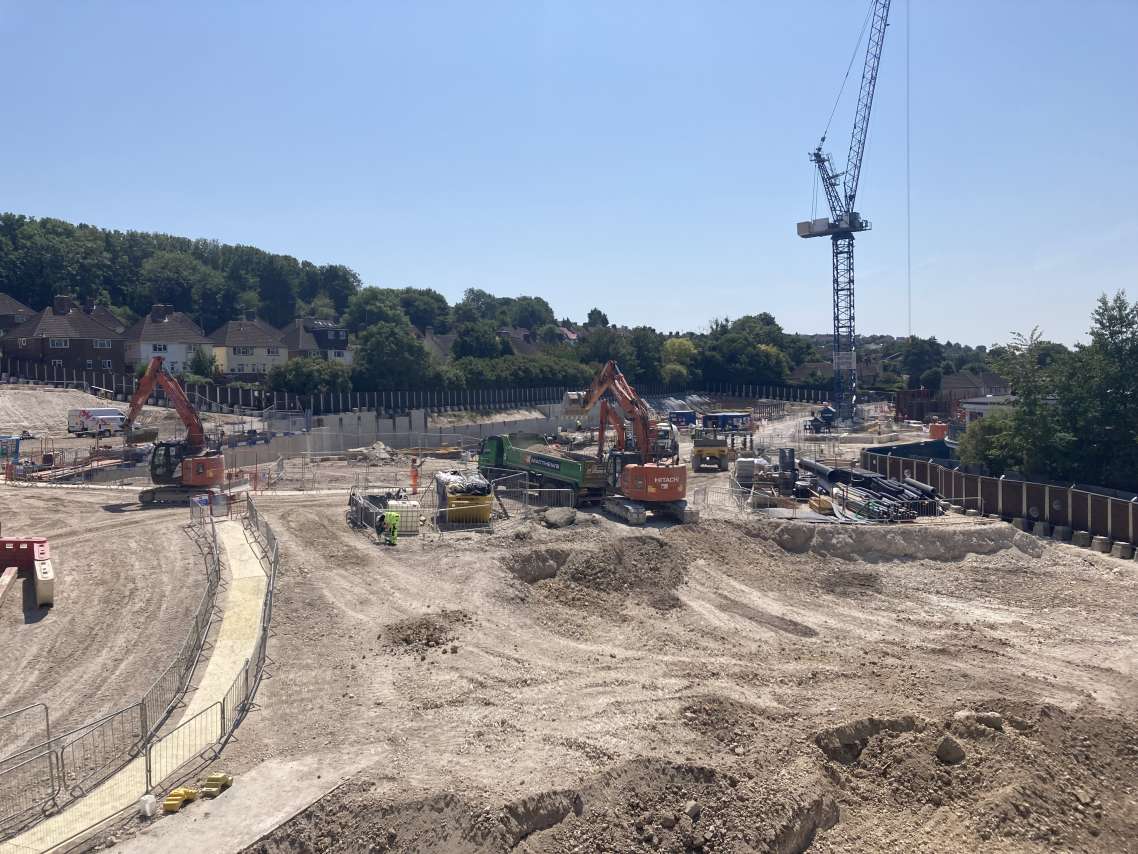 A photo of a building site where the Moulsecoomb housing and community hub will be built.