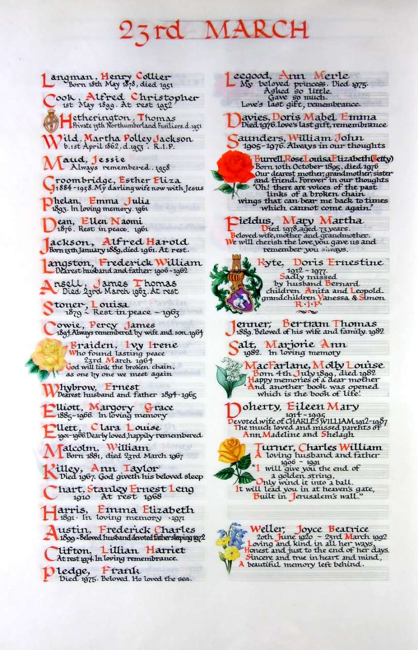 A page from a book of remembrance