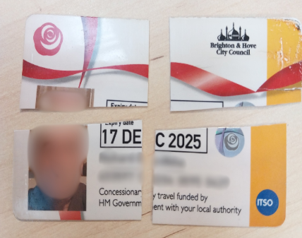 A B&HCC bus pass cut into 4 pieces.