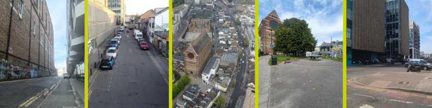 Banner image with street phtographs of the Elder Place Corridor