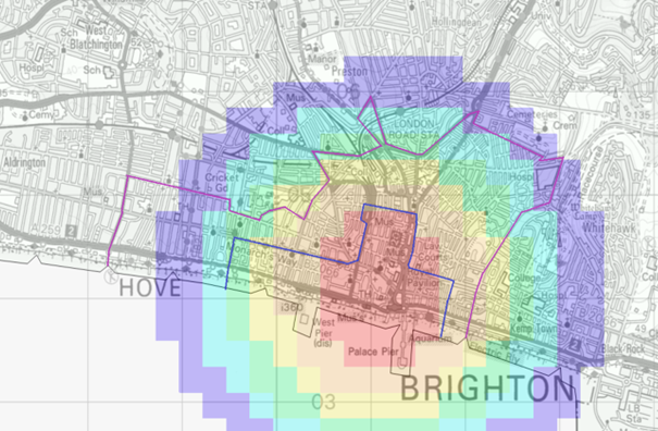 Map showing 2024 city centre crime hotspot operation marble timings