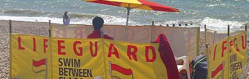 a lifeguard station on Brighton beach