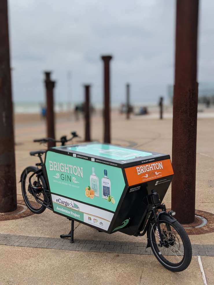 eCargo bike with Brighton Gin branding
