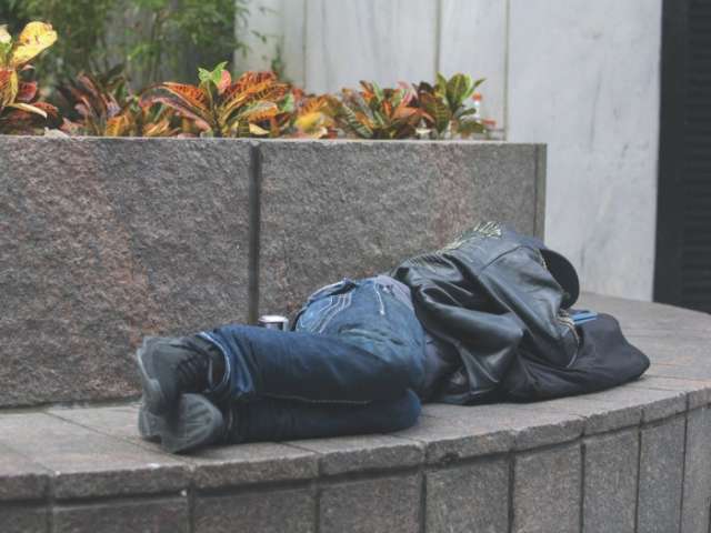 A person sleeping on the streets