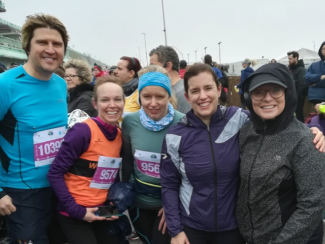 The runners at the finish of the Brighton Half Marathon