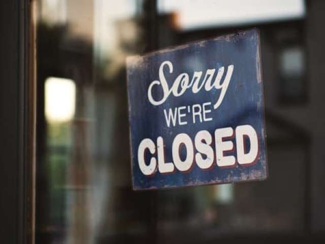 Sorry we're closed sign