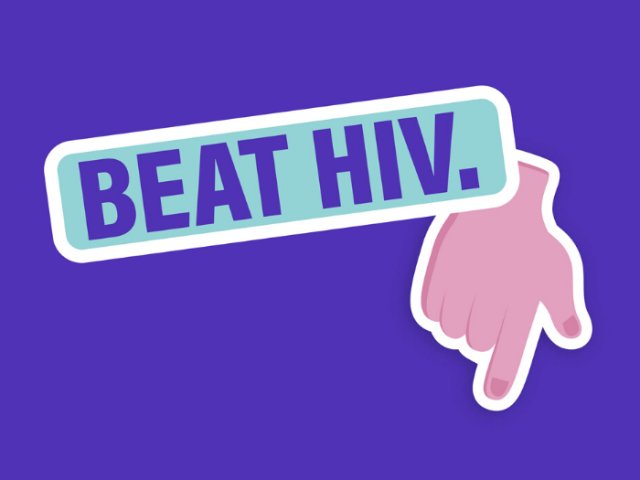 Image of a hand and the words Beat HIV