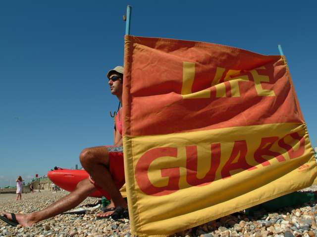 A lifeguard post on Brighton beach