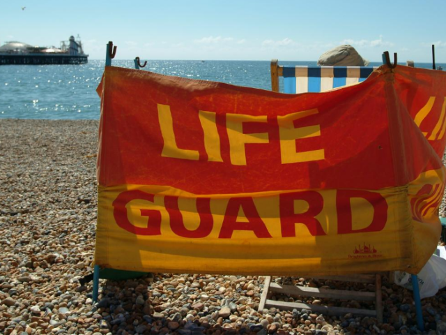 Lifeguard station on Brighton beach