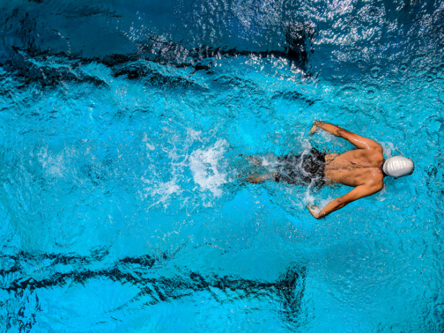 Aerial view of swimmer