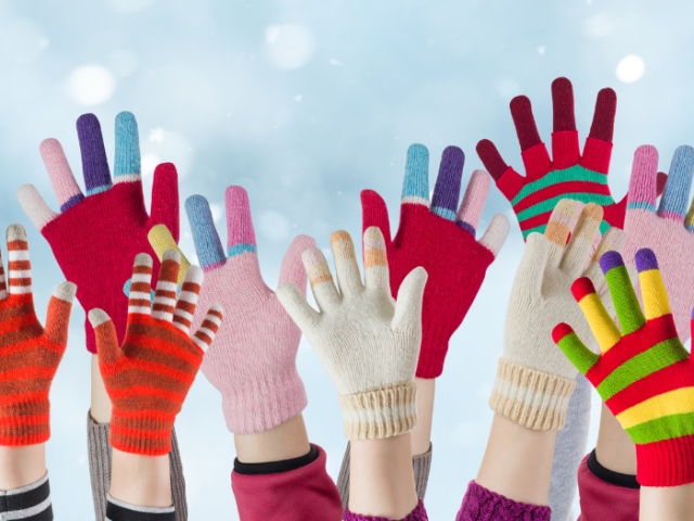 Photo of hands in colourful gloves