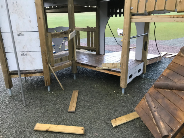 Image of damage to Stanmer Park playground equipment
