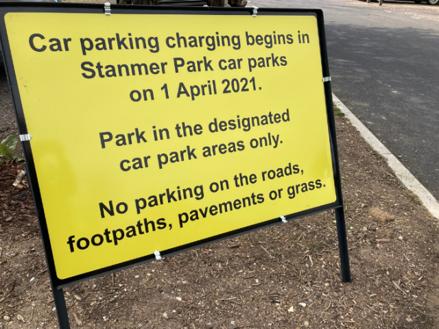 Picture of the sign advertising the new parking charges