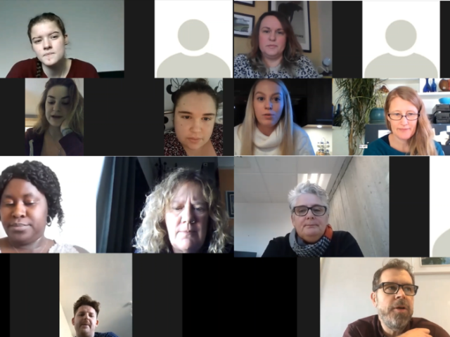 Collage of screen shots from film showing the faces of young carer leavers and staff who took part in the film for social work week 
