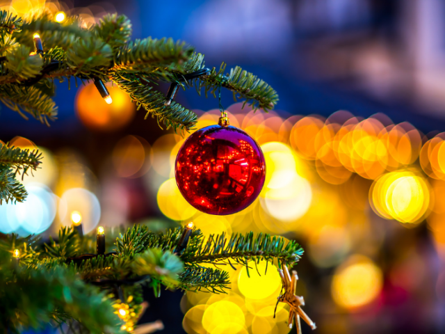 Christmas tree with a red bauble