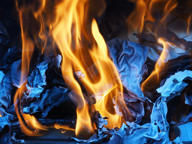 A fire burning on coals