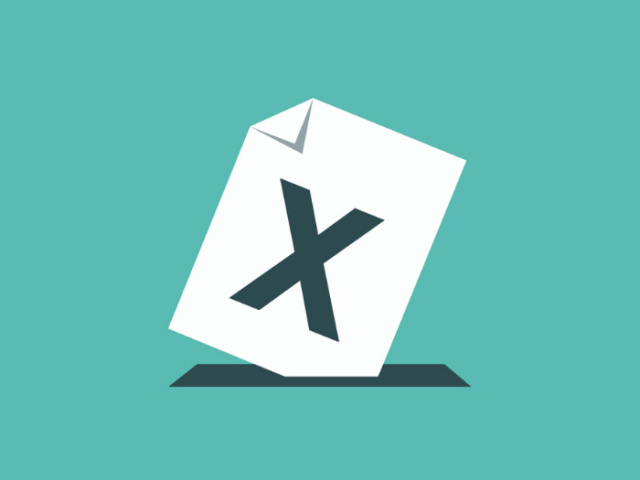 Graphic showing a green background with a white piece of paper with an 'X' on it