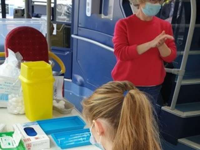 Inside the mobile vaccination bus