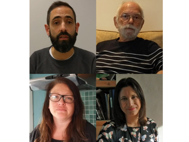 Photo montage of four people in the film reconstruction of an ASB case resolved through restorative practice.