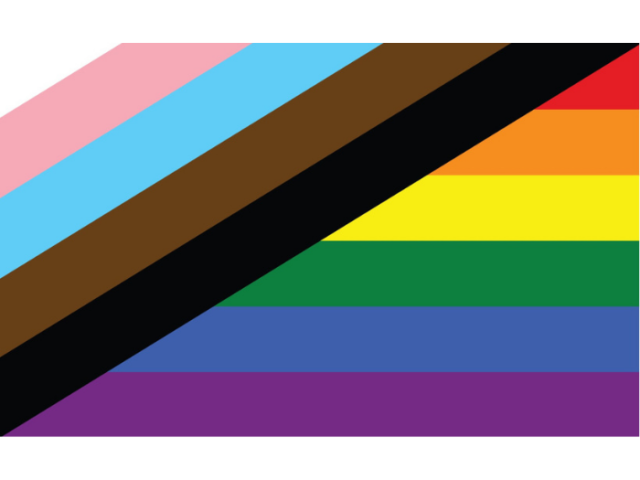 Graphic of the inclusive Pride flag