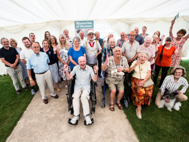 Photo of the Stanmer Park oral history volunteers with City Mayor Alan Robins
