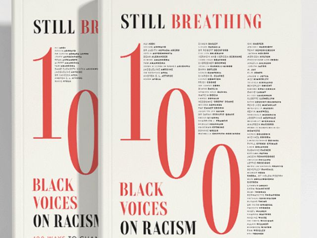 Montage of two covers of the book 'Still Breathing'. Excerpts from the book are used for the Black History Month exhibition at Jubilee Library.