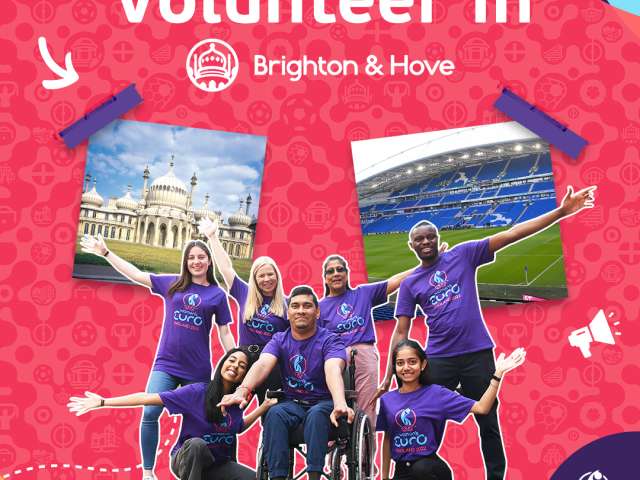 Picture collage of volunteers and city images