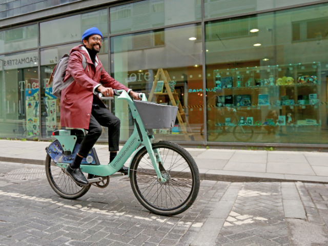 A person riding a bike