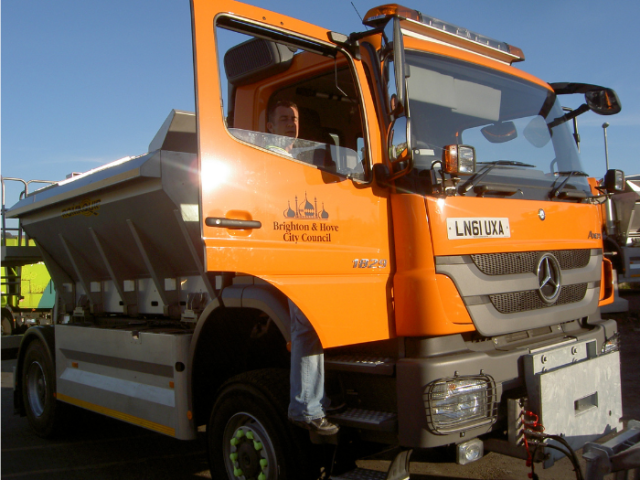 An image of an orange lorry 