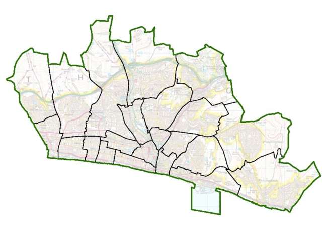 Graphic small scale map of proposed new ward boundaries in Brighton & Hove 
