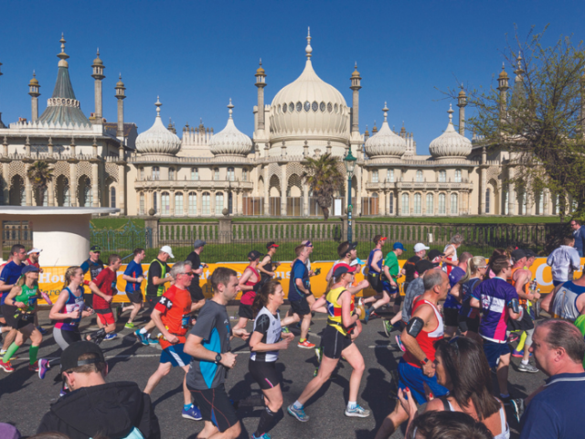 Picture of marathon runners passing the Royal Pavilion
