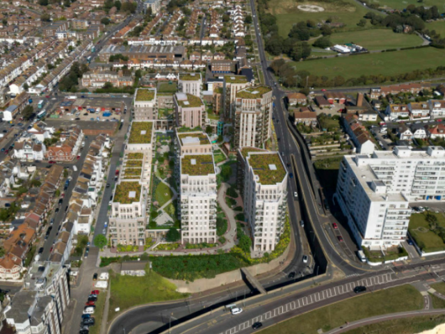 computer generated image of plans for former gasworks site in East Brighton