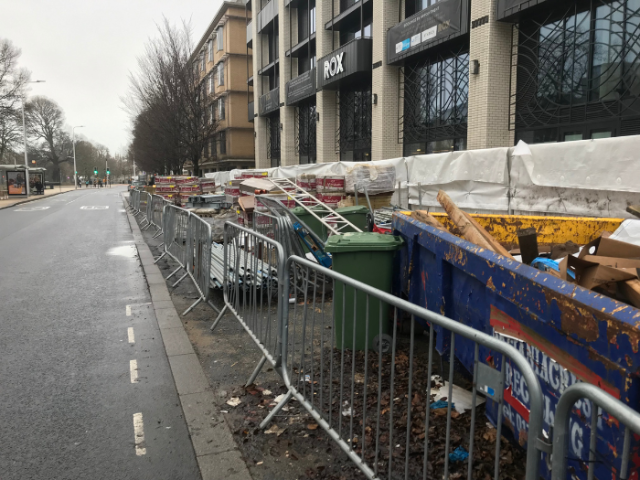 Picture of hoardings on the pavement at Gloucester Place